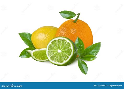 Lemon Green Lime And Orange Isolated On White Backgroundcitrus Slices