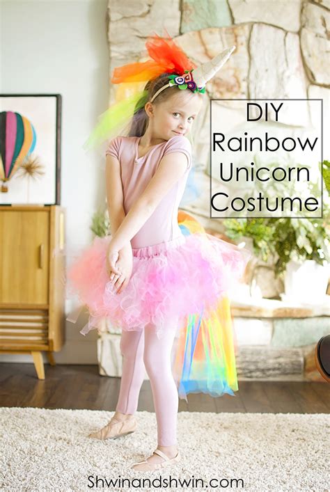 This one even comes with it's own rainbow tail. DIY Rainbow Unicorn Costume - Shwin and Shwin