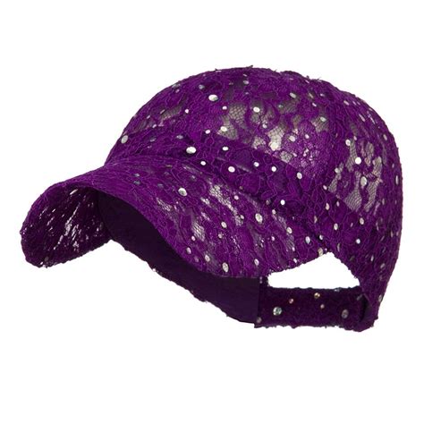 Lace Sequin Glitter Cap Purple W41s52f Cy110a3tw39 Hats And Caps