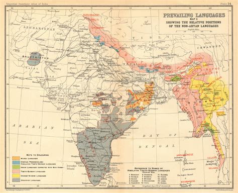 India South Asia Non Aryan Languages Dravidian Tibeto Burman Munda 1931 Map