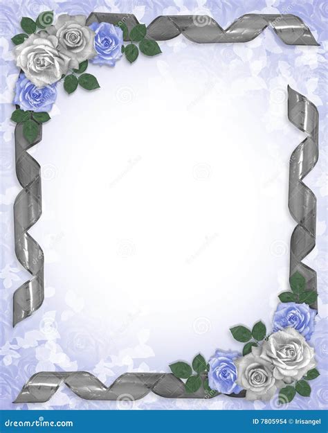 Wedding Invitation Border Blue Roses Stock Images Image 7805954