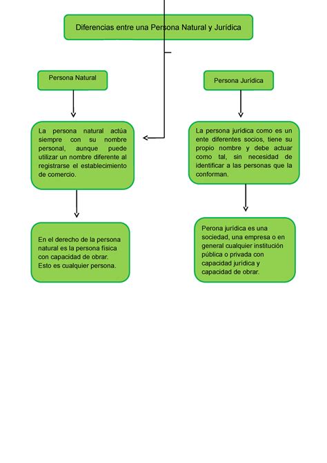 Mapa Conceptual Diferencias Entre Una Persona Natural Y Jurídica La