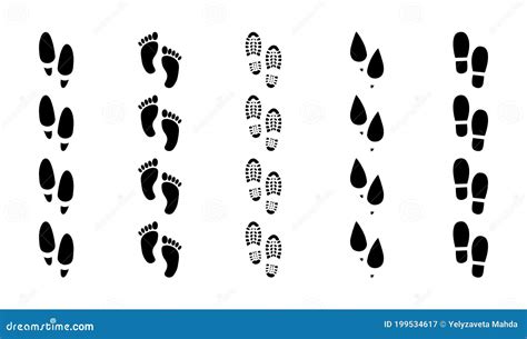 Footprints Human Shoes Trails Funny People Foot Steps Bare Feet