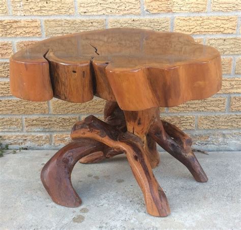By treating the surface of this log coffee table to such a brilliant finish, we've created a chic piece for contemporary interiors. Tree Trunk Root Coffee Or End Table Vintage Midcentury ...