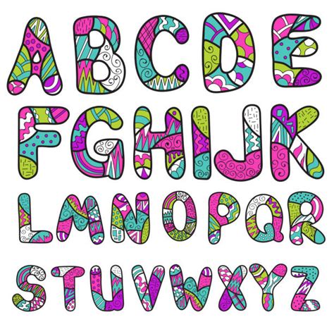 Fun Doodle Font Collectionhand Drawn Alphabet Set Illustrations