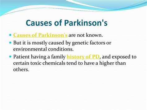 Parkinson S Disease Causes Symptoms And Treatment Ppt