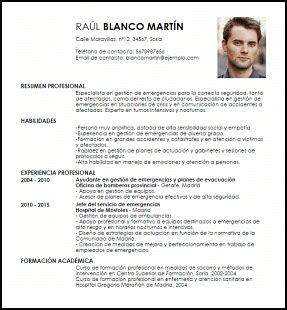 Crea tu curriculum vitae profesional con plantillas originales y siguiendo sencillos pasos. Modelo Curriculum Vitae Especialista en Gestión de Emergencias | LiveCareer