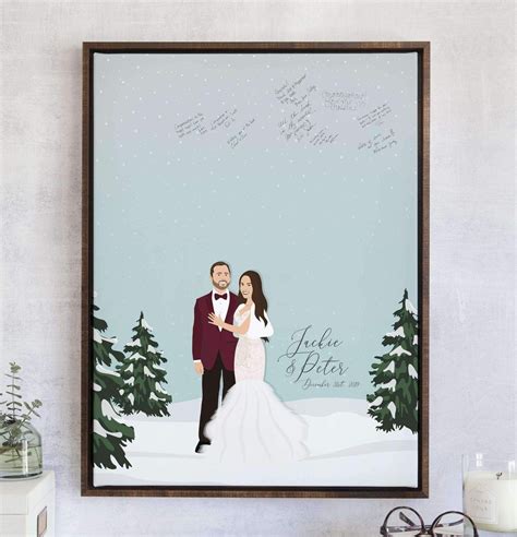 Winter Wedding Guest Book Alternative With Snowy Portrait Wedding