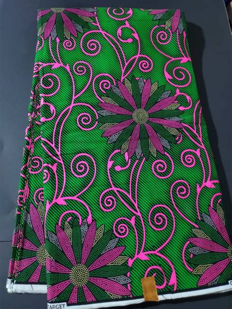 Green And Pink African Fabric Ankara Fabric African Etsy