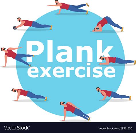 Fitness Man Doing Planking Exercise Banner Vector Image