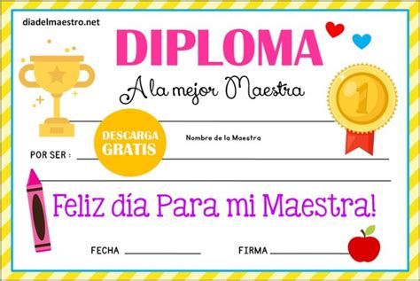 Día Del Maestro Diplomas Para Imprimir Día Del Maestro