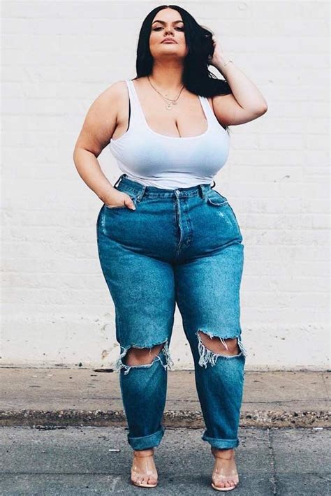 High Waisted Ripped Jeans Plus Size