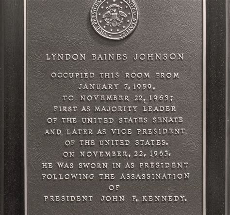 Lyndon B Johnson Room Plaque Architect Of The Capitol