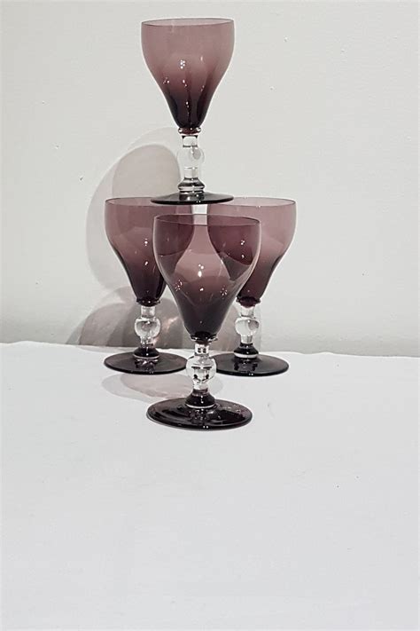 4 Amethyst Crystal Wine Glasses Amethyst Purple Cocktail Glasses