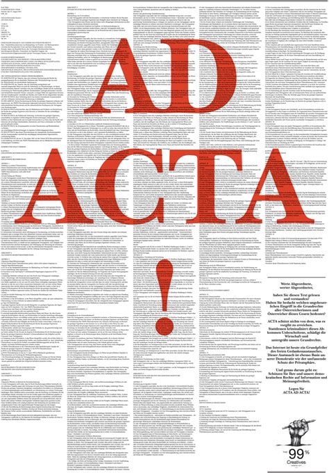 AD ACTA! - Plakataktion gegen ACTA: www.respekt.net