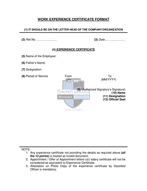 A work experience certificate or a work experience letter is a document provided at the end of at the time of application of visa or immigration, the embassies of countries demand work experience in addition to his job description that mainly included management of all hr issues, he was always. Work Experience Certificate | Templates at ...
