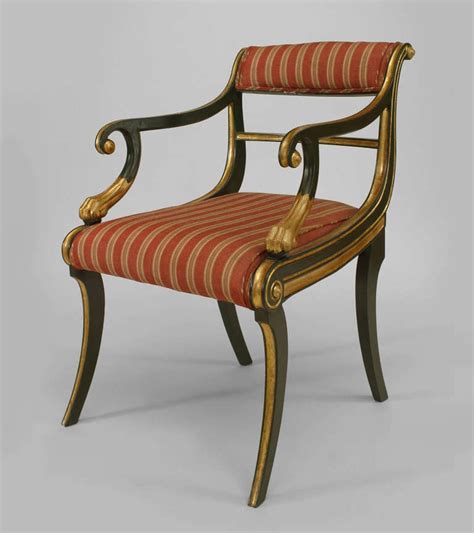 Set of 6 19th century 'regency' rosewood dining chairs inc 2 carvers. Set of 12 English Regency Style Gilt and Green Painted ...