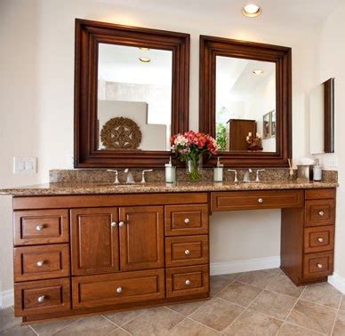 Select by width size either single sink or double sink vanity with make up counter top space and matching set work bench. Sink And Makeup Vanity Combo | Shapeyourminds.com