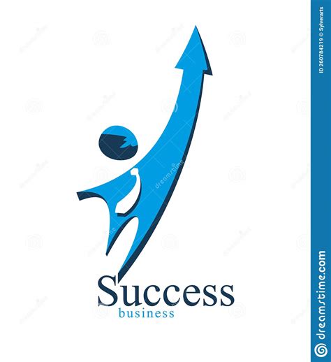 Successful Businessman Simple Icon Or Logo With Arrow Up Instead Of