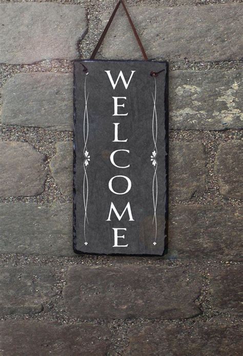 Outdoor Welcome Sign Slate Welcome Sign Outdoor Sign Etsy Slate