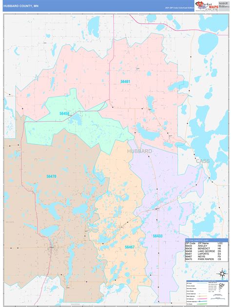 Hubbard County, MN Wall Map Color Cast Style by MarketMAPS - MapSales.com