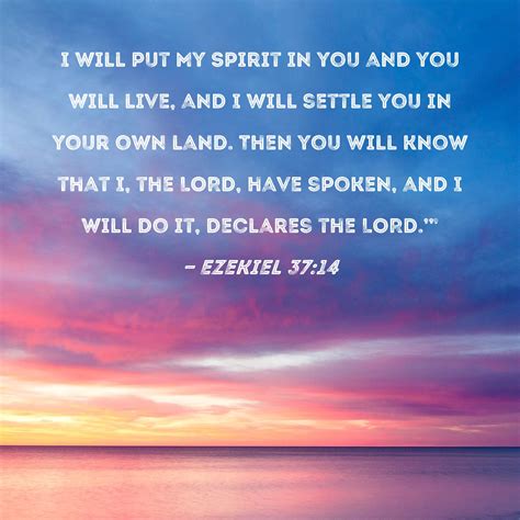 Ezekiel 37:14 I will put My Spirit in you and you will live, and I will