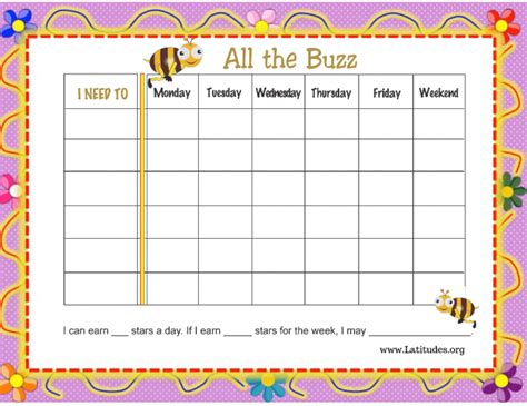 All The Buzz Weekly Behavior Chart Fillable Acn Latitudes