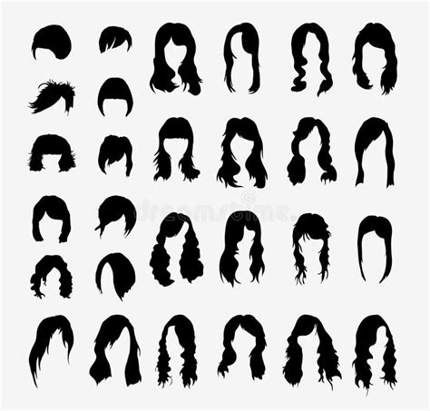 Vector Set Of Women S Hairstyles Stock Vector Illustration Of