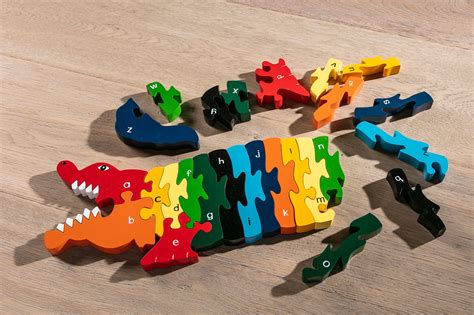 Alphabet Crocodile Wooden Animal Puzzle Alphabet Jigsaws