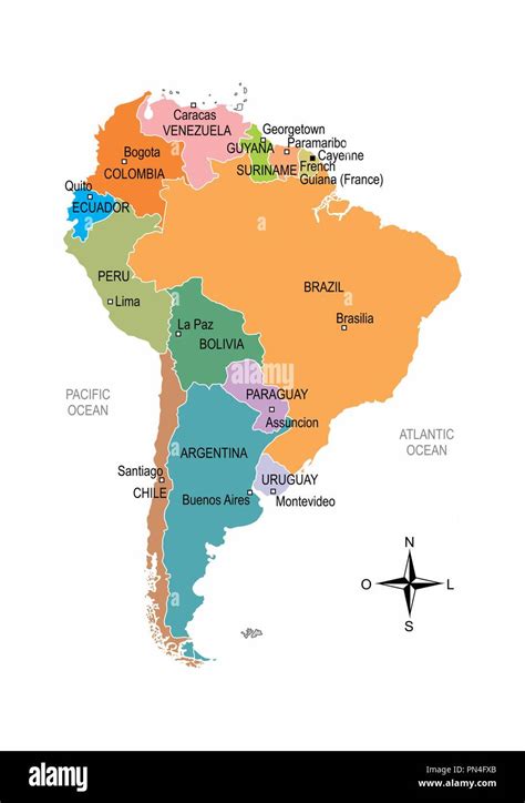 Mapa De America Del Sur Division Politica Paises Y Capitales Ciites Images