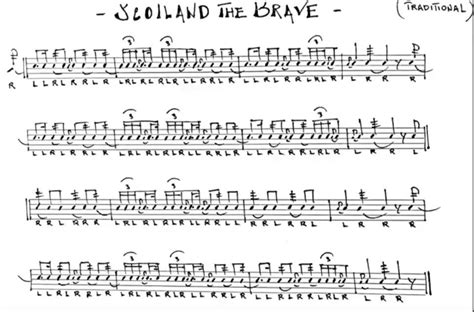 I was born in scotland and lived there for 8 years. Scotland the brave snare | Sheet music