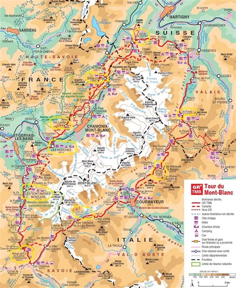 Carte Europe Carte Du Tour Du Mont Blanc A Pied