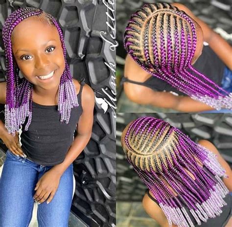 The sides are sleek and stylized bun is on the top. Color | Braids | Hair | Beauty | Black kids hairstyles