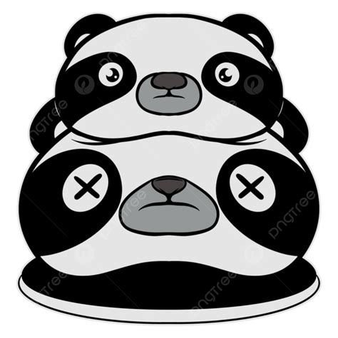 Gambar Kartun Panda Ganda Karya Seni Ilustrasi Kartun Png Transparan