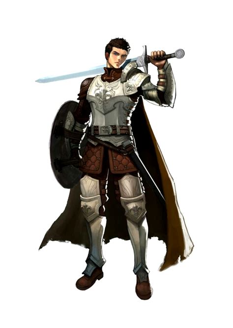 Male Human Sword And Shield With Armor Fighter Pathfinder Pfrpg Dnd D