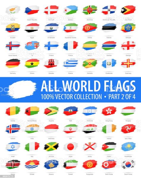 Världens Flaggor Vector Borste Grunge Glansigt Ikoner Del 2 Av 4