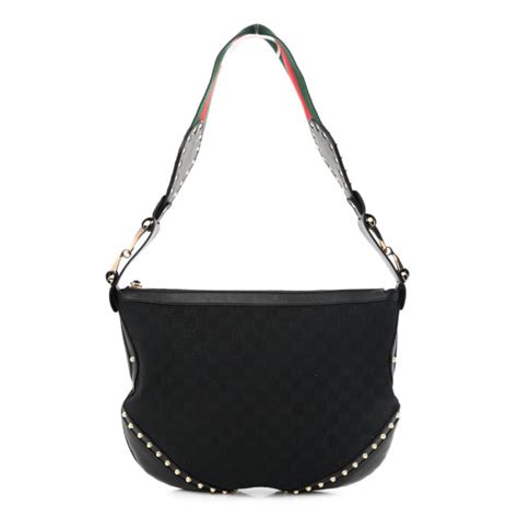 Gucci Monogram Pelham Studded Shoulder Bag Black 1271601 Fashionphile