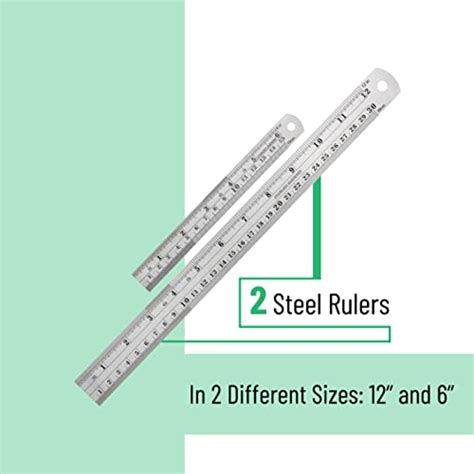 Mr Pen Steel Rulers 6 Inch And 12 Inch Metal Rulers Pack Of 2