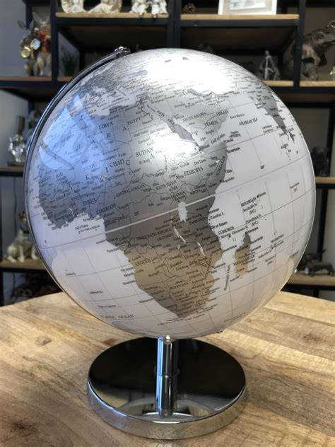 Large White And Silver Globe The Loft