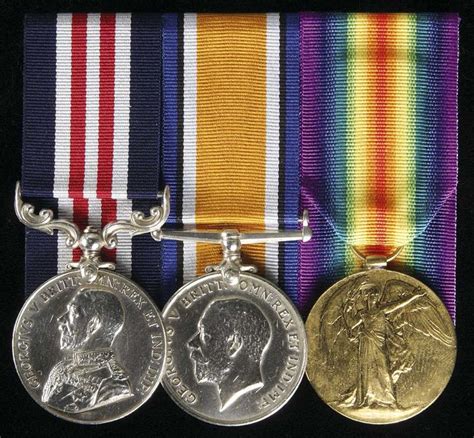 Mm Trio Military Medal Gvr Type 1 British War Medal 1914 18