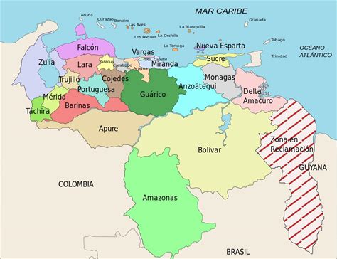 All regions, cities, roads, streets and buildings satellite view. Venezuela states map - Map of venezuela states (South ...