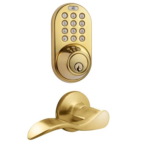 Milocks Polished Brass Keyless Entry Deadbolt And Lever Handle Door