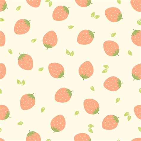 Cute Pastel Strawberry Seamless Pattern Background Vector Premium