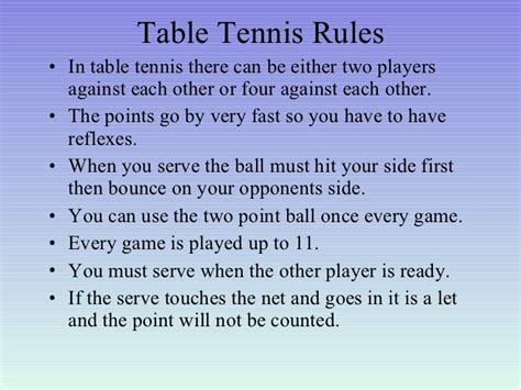 A point is won by a player when the opponent cannot hit the ball with a racket over the net and onto the other side of the a match is the best of 5 games. Favorite sports