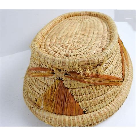 Coil Grass And Raffia Woven Lidded Basket Chairish