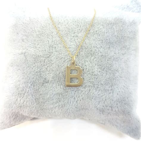14k Real Solid Gold Initial Alphabet Letter Charm Pendant Necklace