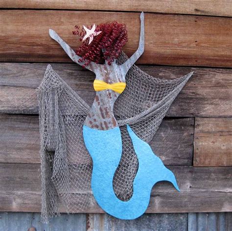 Hand Crafted Handmade Upcycled Extra Large Metal Mermaid Wall Art