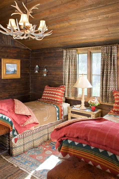 Home Interior Design — Vibrant Textiles Pop Against Wood Paneling In