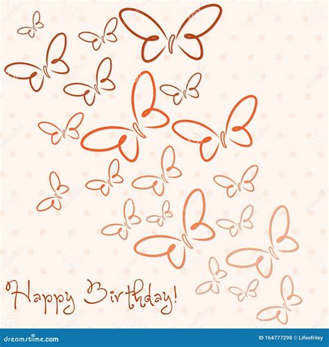 Happy Birthday Butterfly Card Stock Vector Illustration Of Orange
