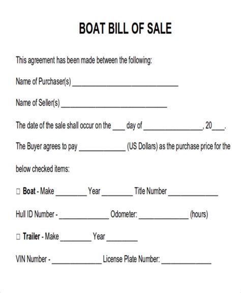 This can be a car, vehicle, boat a special bill of sale form is required for different types of items sold. FREE 7+ Generic Bill of Sale Templates in MS Word | PDF